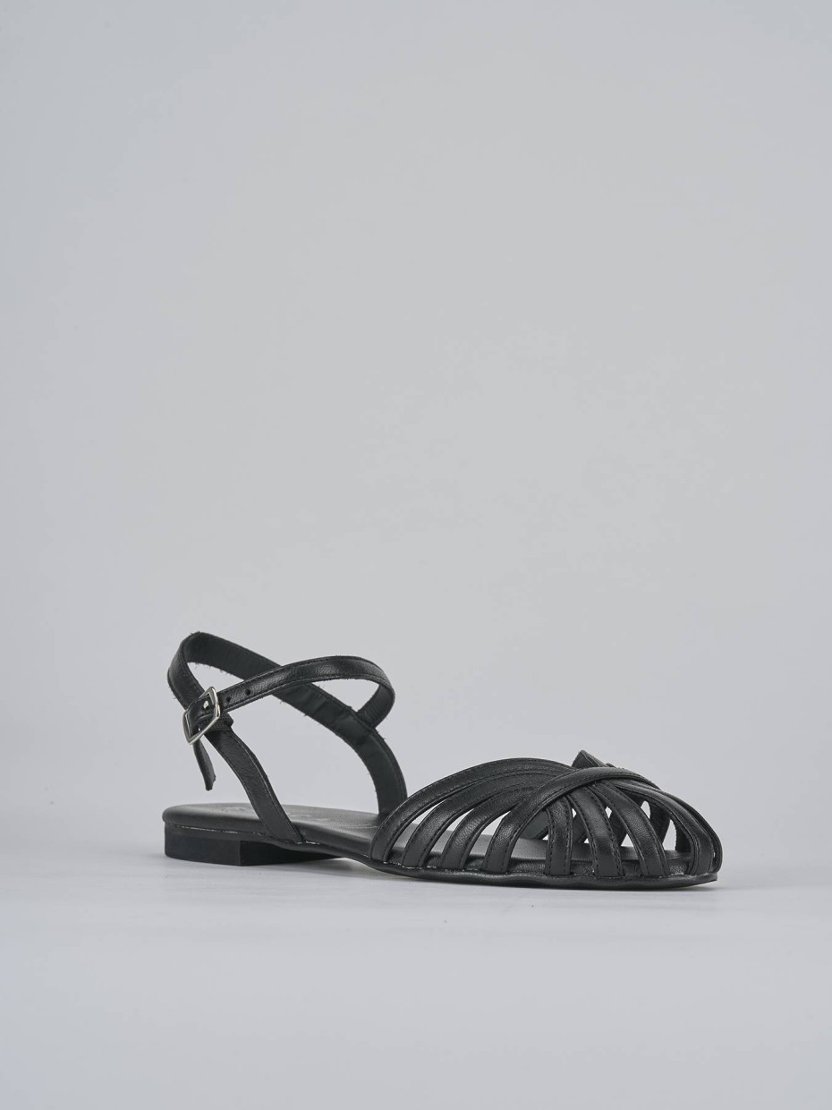 Sandalo tacco 1 cm nero pelle