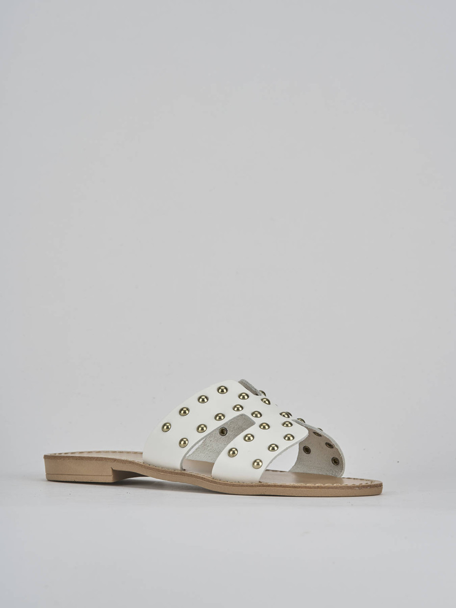 Ciabatta tacco 1 cm bianco pelle