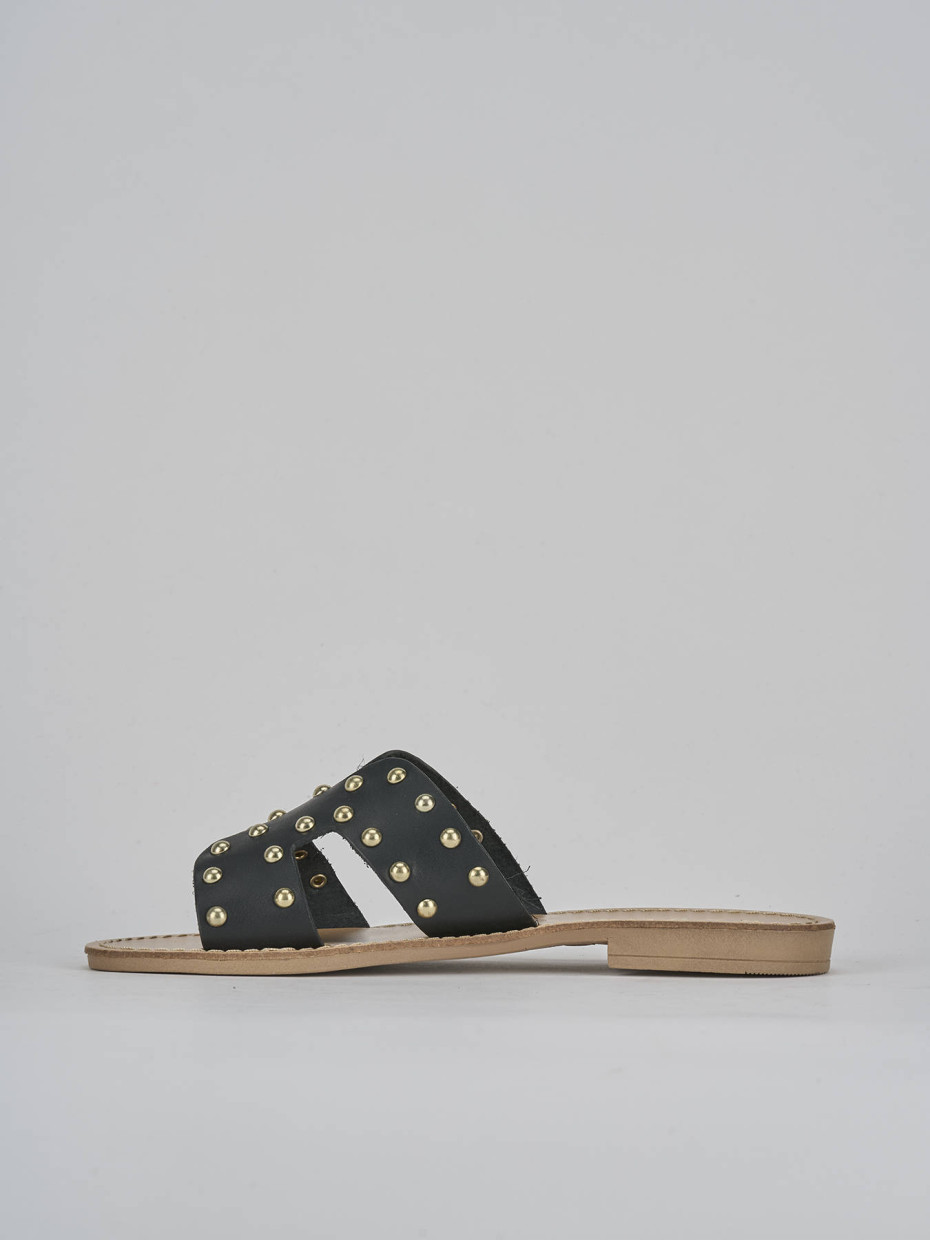Ciabatta tacco 1 cm nero pelle