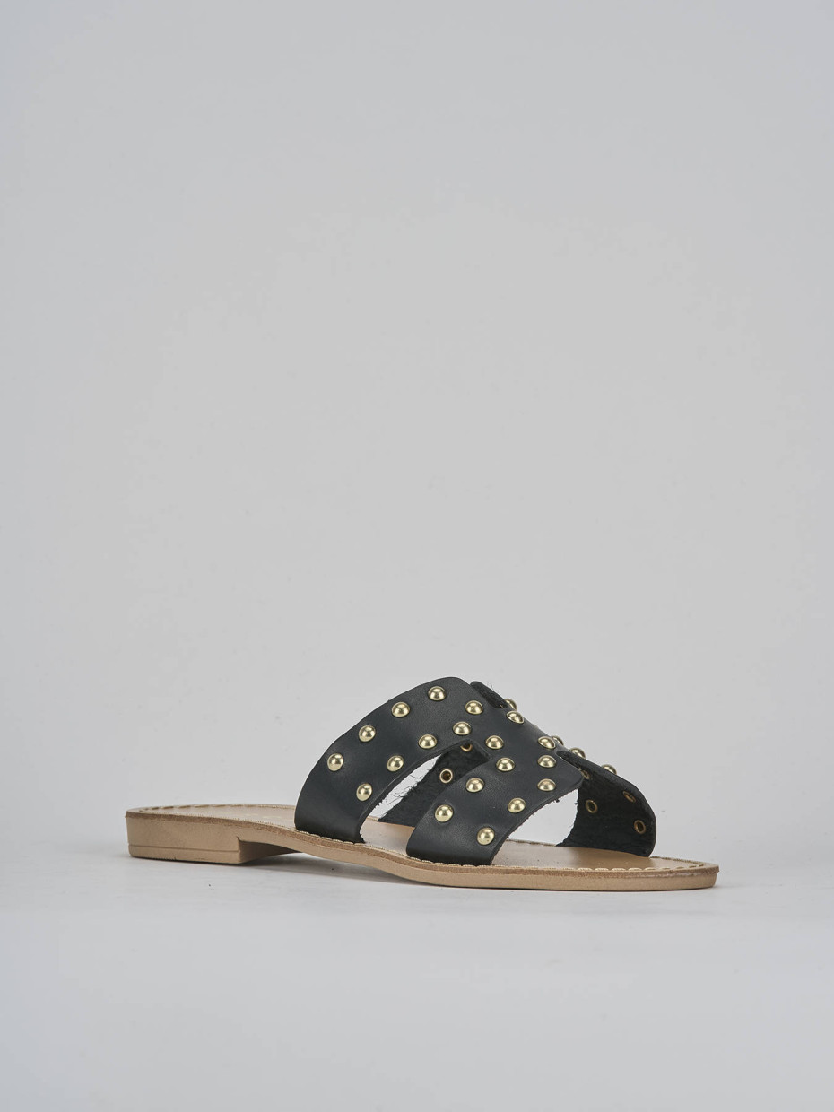Ciabatta tacco 1 cm nero pelle