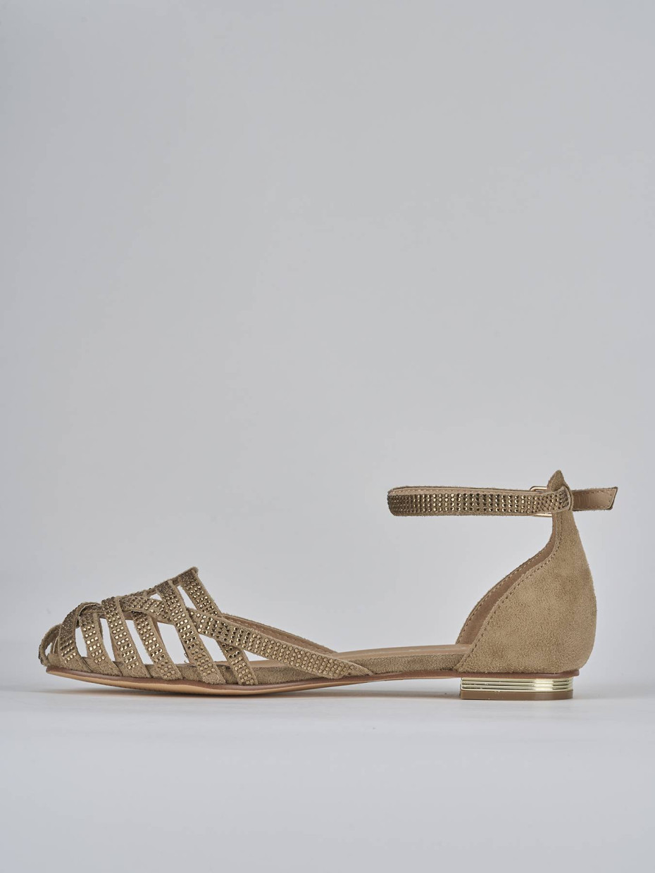 Sandali tacco 1cm pelle beige