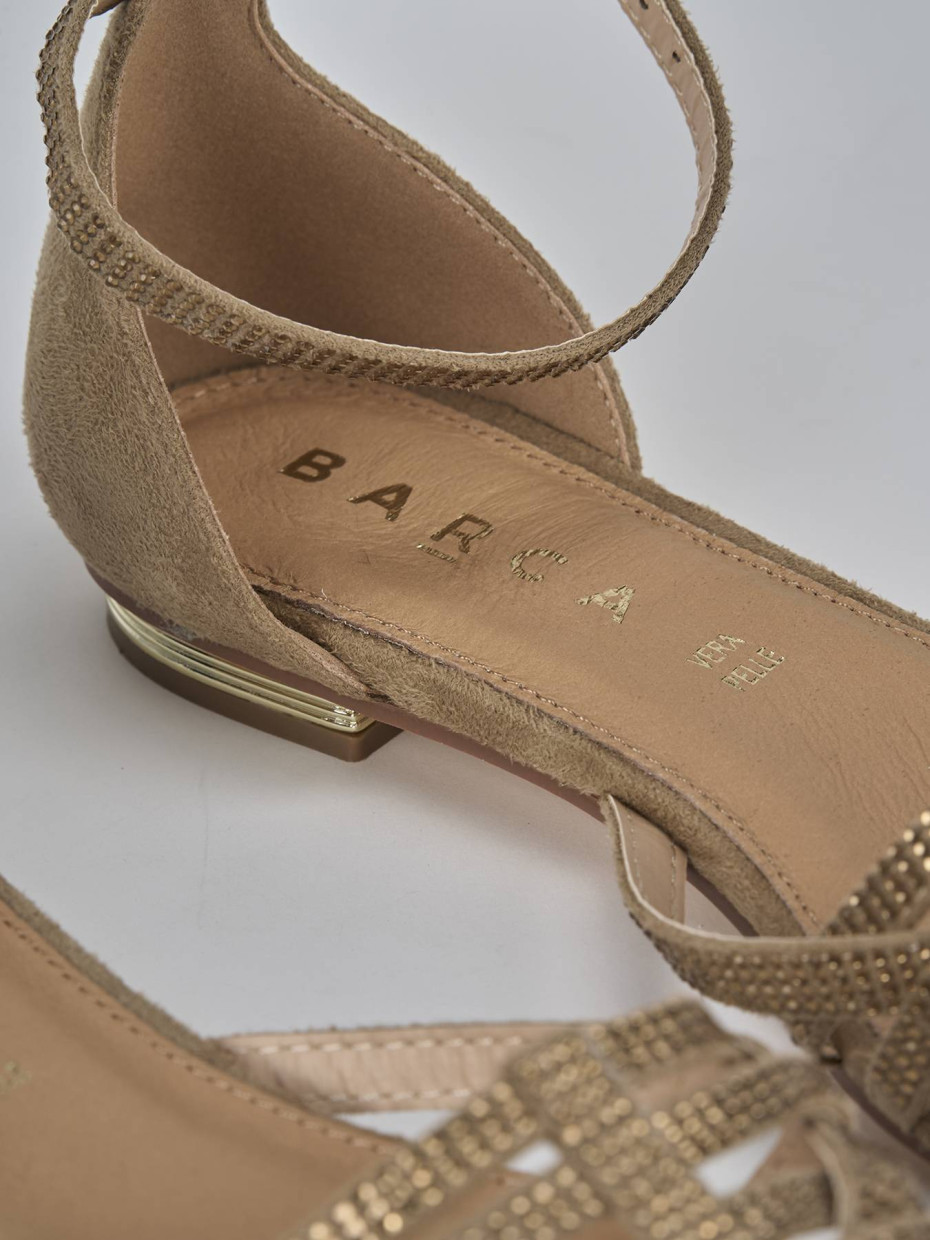 Sandali tacco 1cm pelle beige