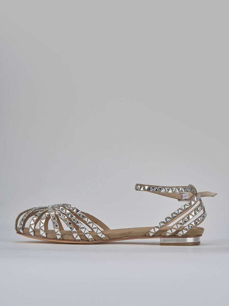 Sandali tacco 1cm pelle beige