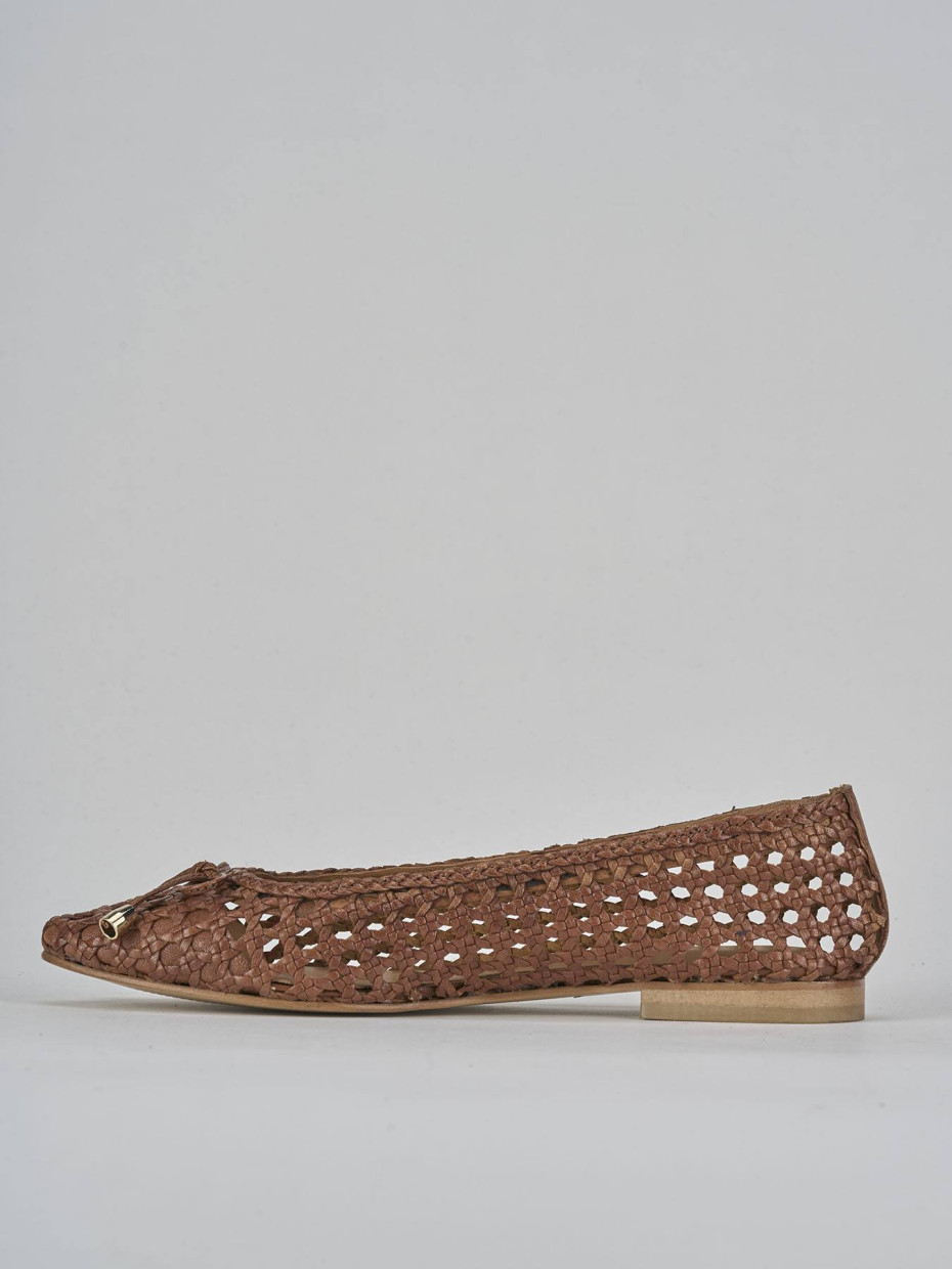 Ballerine tacco 1cm pelle marrone