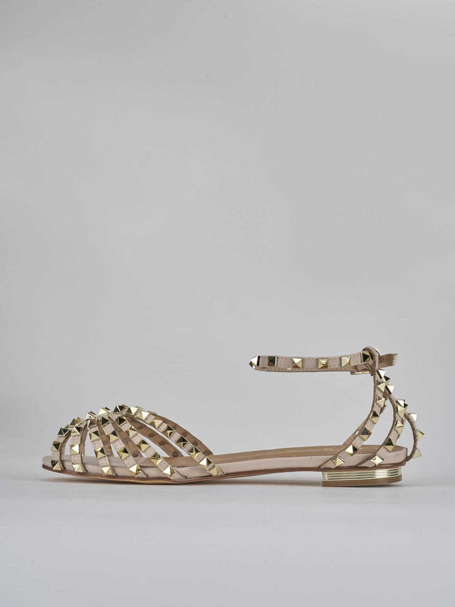 Sandali tacco 1cm pelle beige