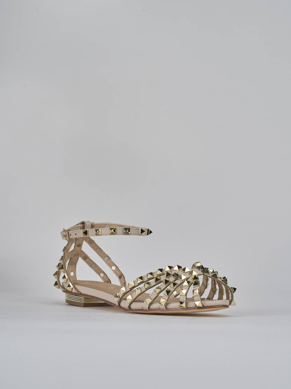 Sandali tacco 1cm pelle beige