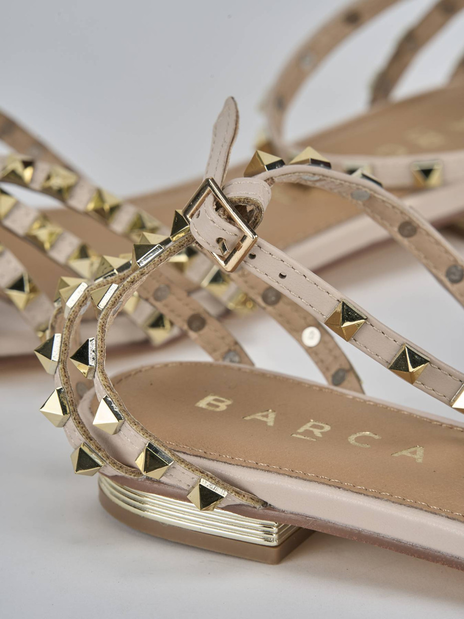 Sandali tacco 1cm pelle beige
