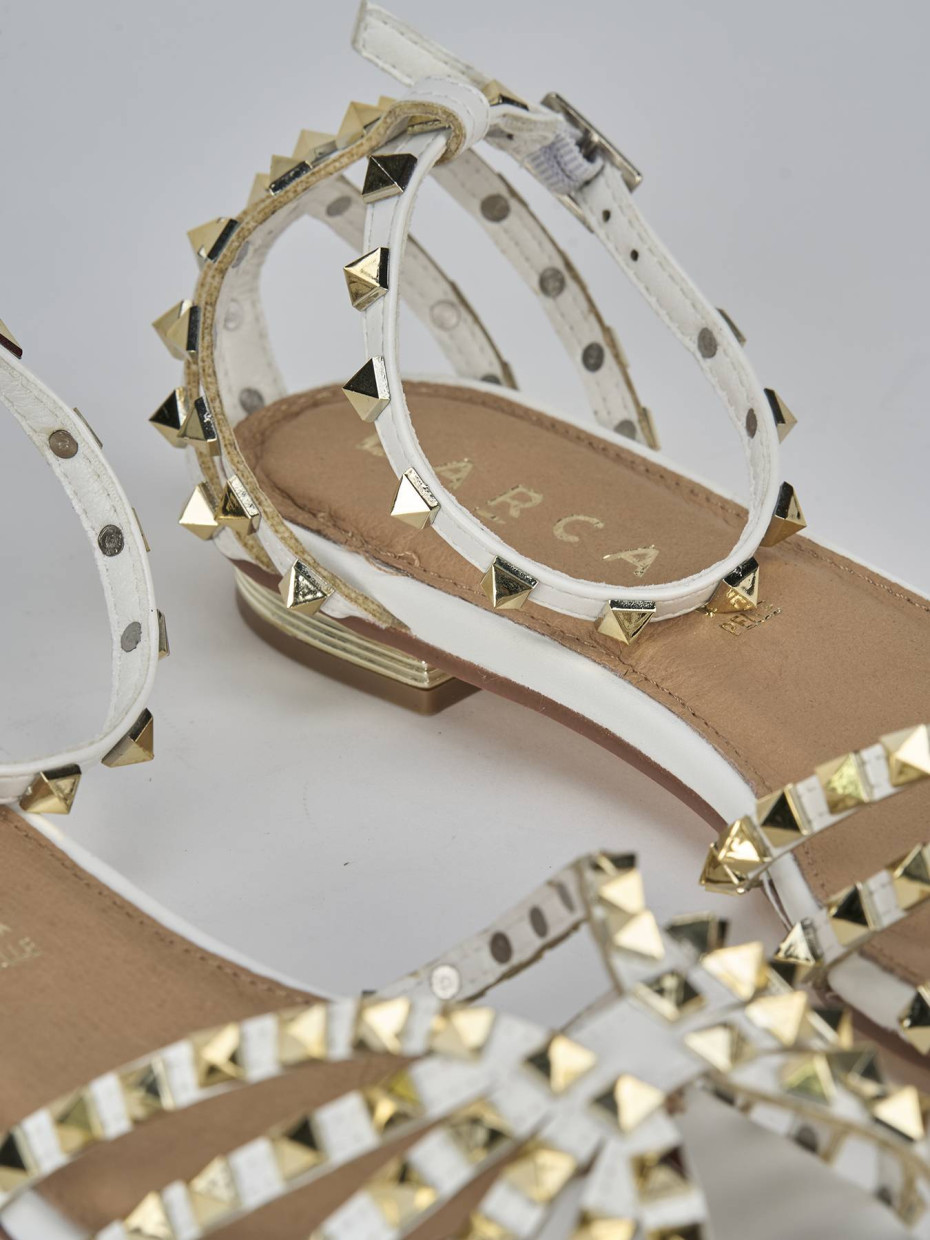 Sandali tacco 1cm pelle bianco