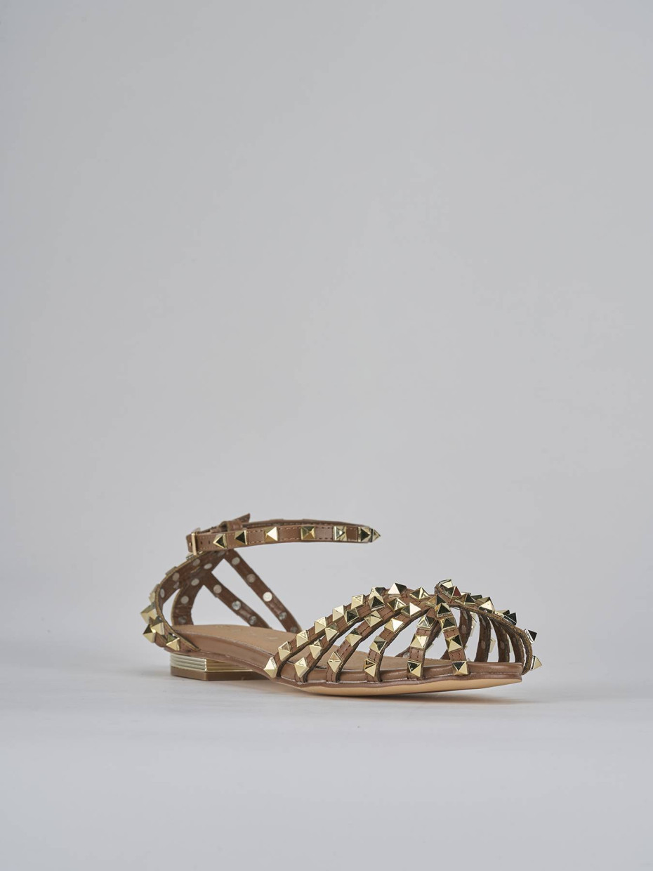 Sandali tacco 1cm pelle marrone