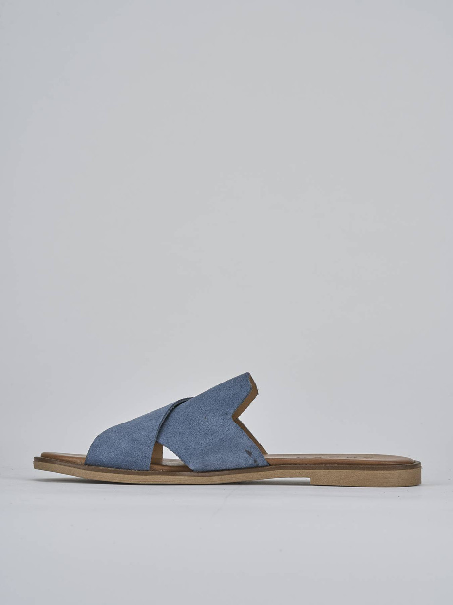 Ciabatte tacco 1cm camoscio jeans