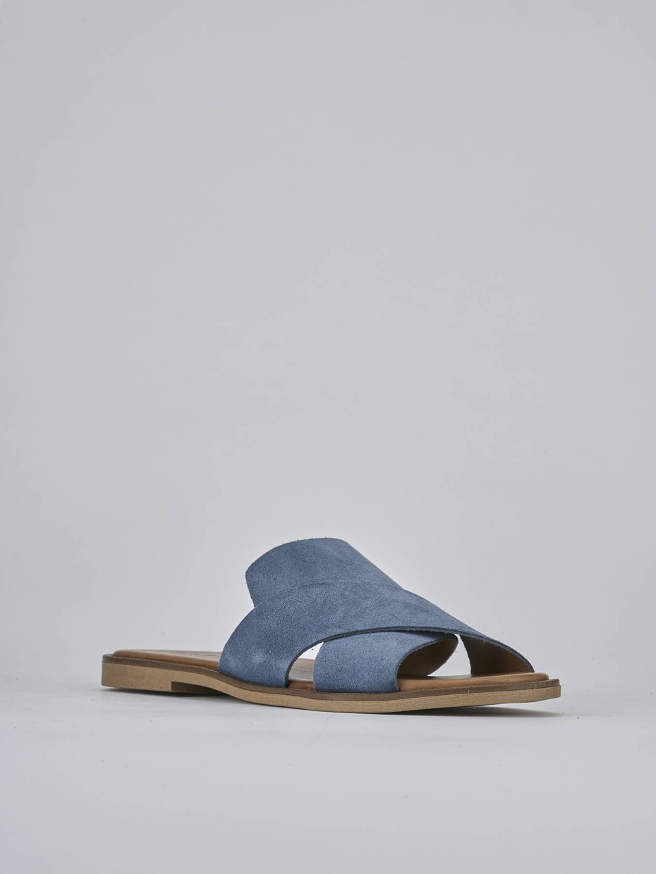 Ciabatte tacco 1cm camoscio jeans Barca Stores