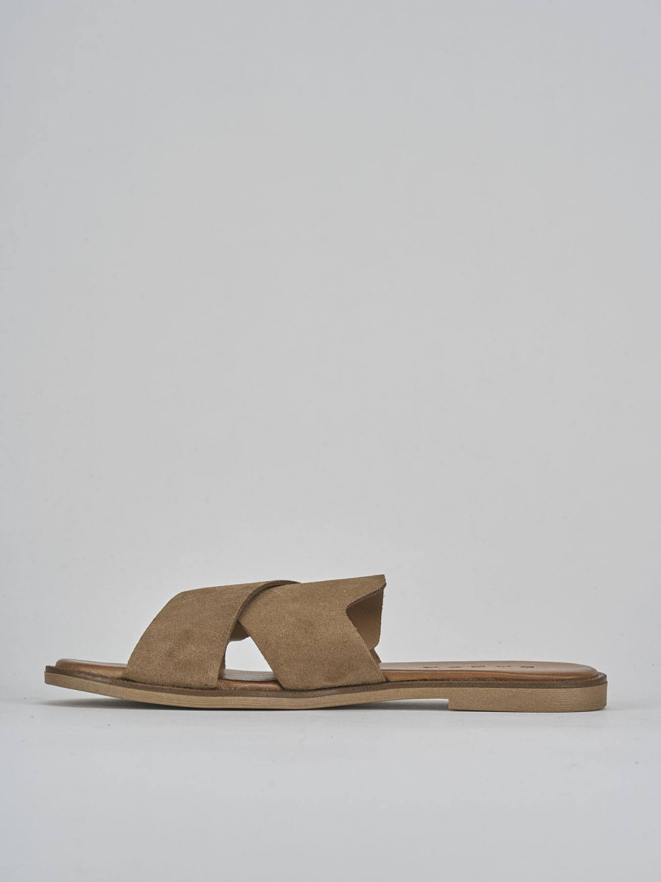 Ciabatte tacco 1cm camoscio beige