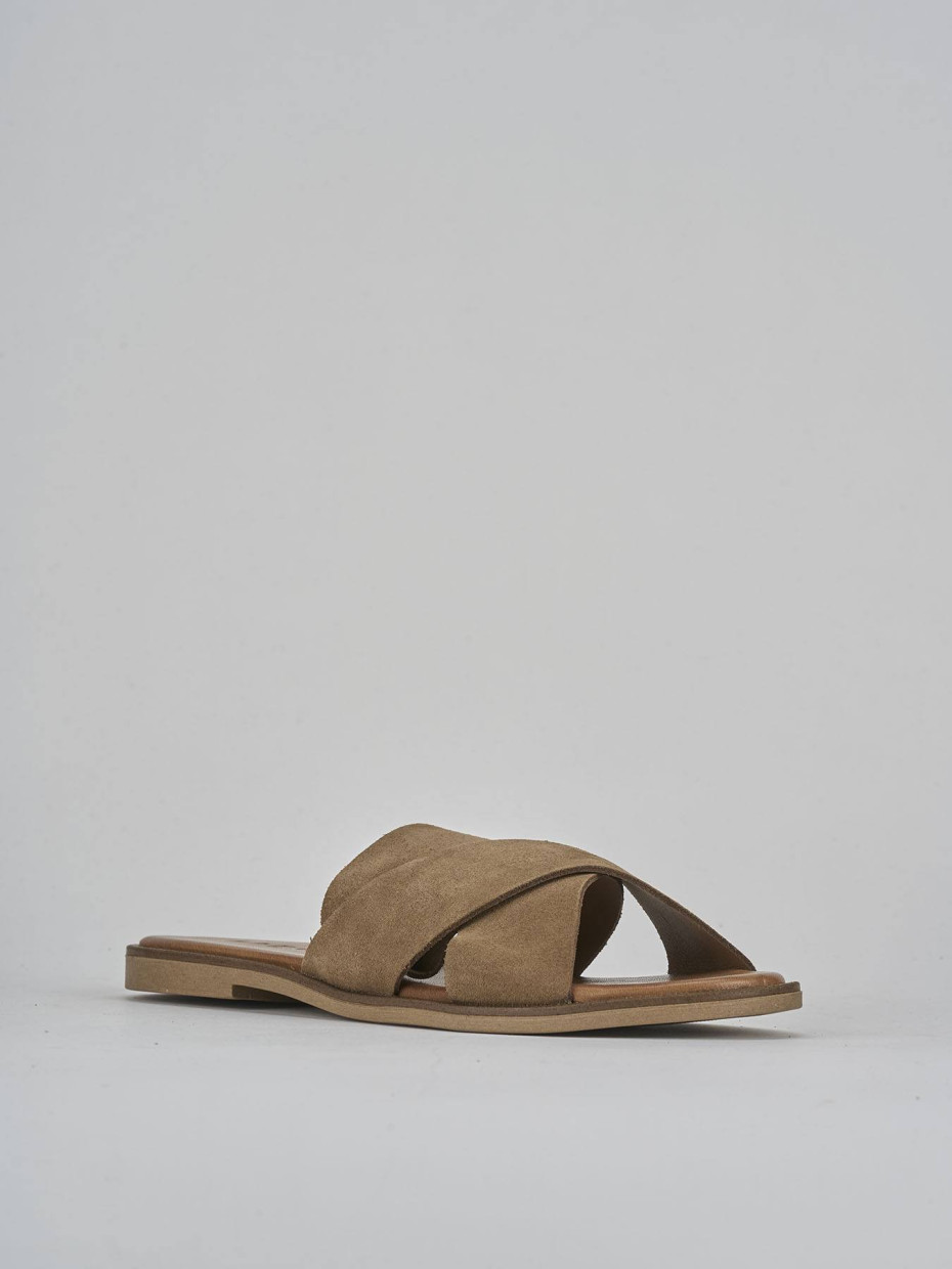Ciabatte tacco 1cm camoscio beige
