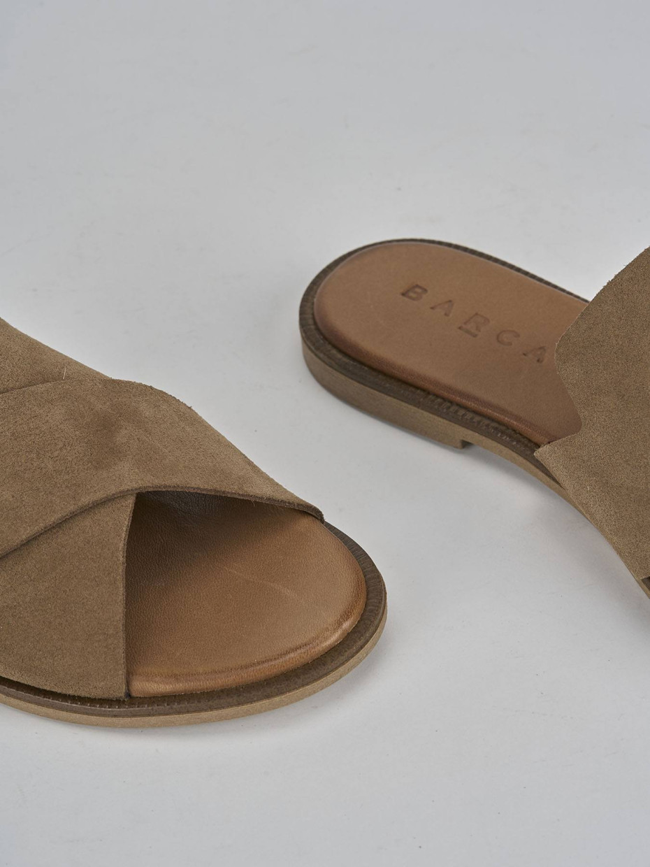 Ciabatte tacco 1cm camoscio beige