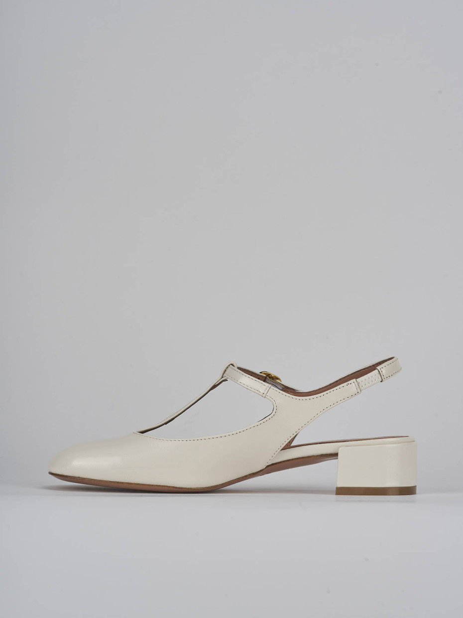 Décolleté e slingback tacco 3cm vernice bianco