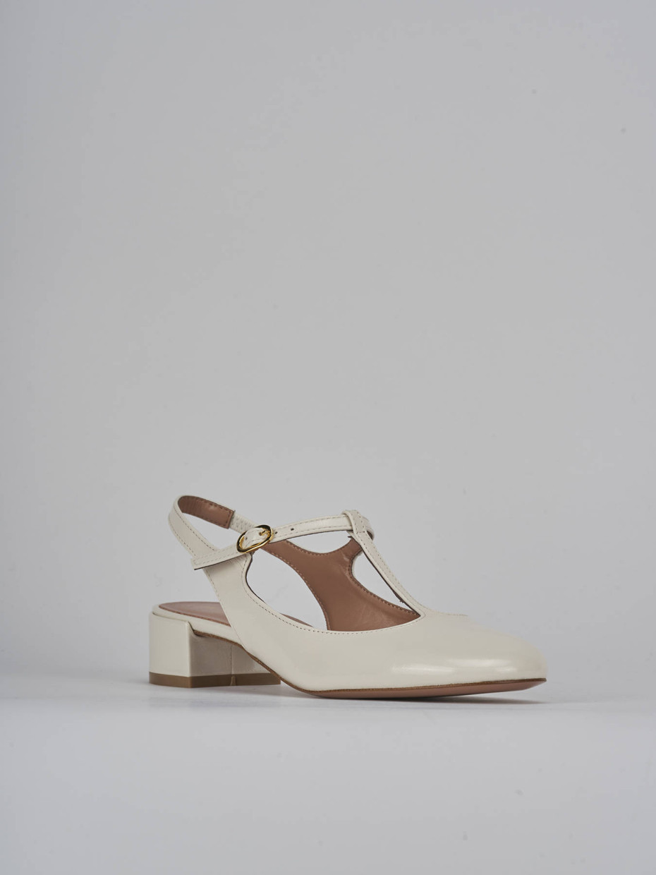 Décolleté e slingback tacco 3cm vernice bianco