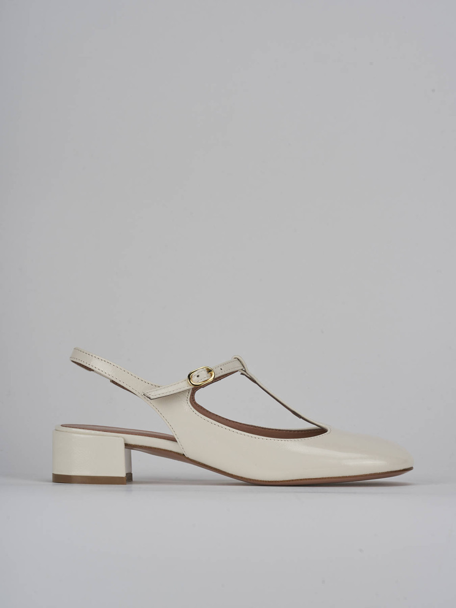 Décolleté e slingback tacco 3cm vernice bianco