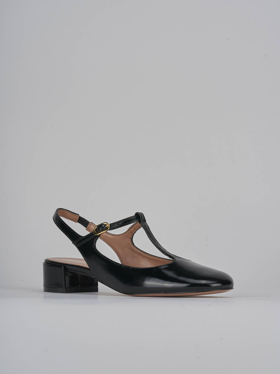 Décolleté e slingback tacco 3cm vernice nero