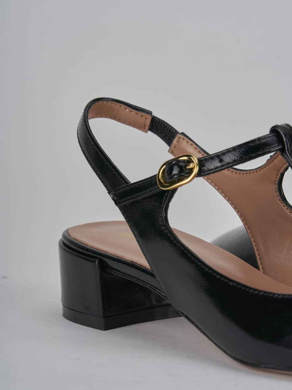 Décolleté e slingback tacco 3cm vernice nero