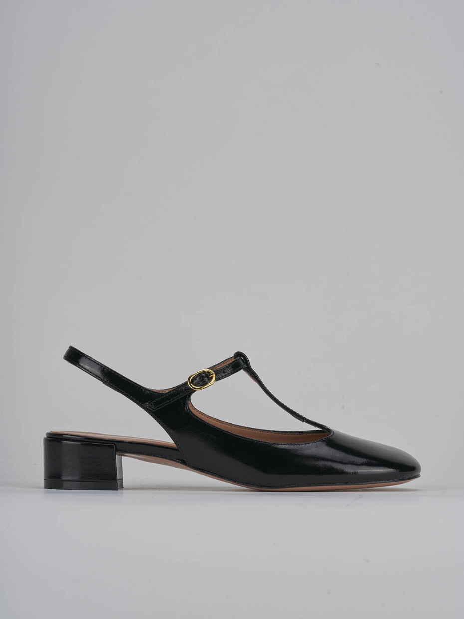 Décolleté e slingback tacco 3cm vernice nero