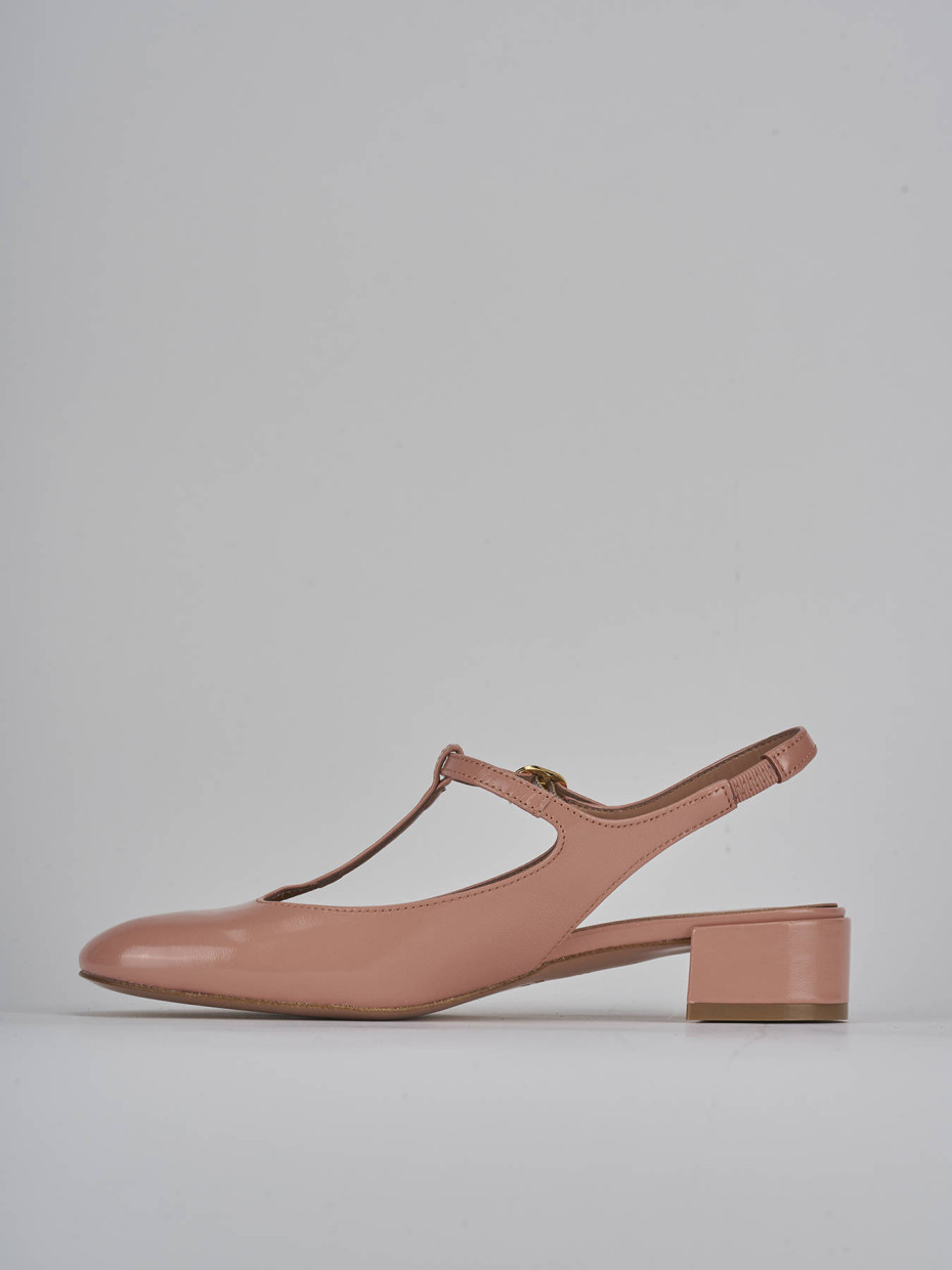 Décolleté e slingback tacco 3cm vernice rosa