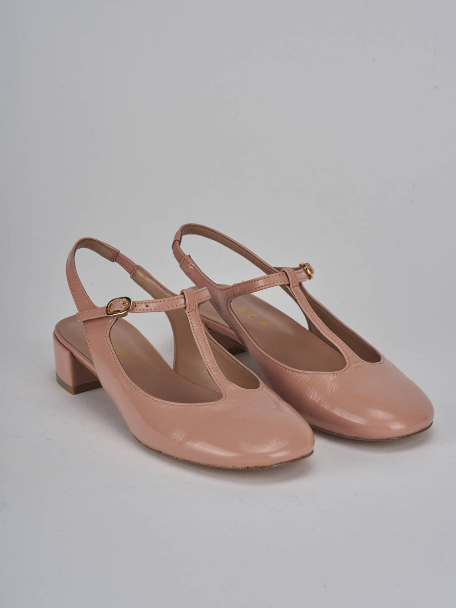 Décolleté e slingback tacco 3cm vernice rosa