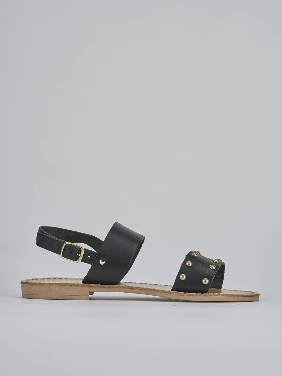 Sandalo tacco 1 cm nero pelle