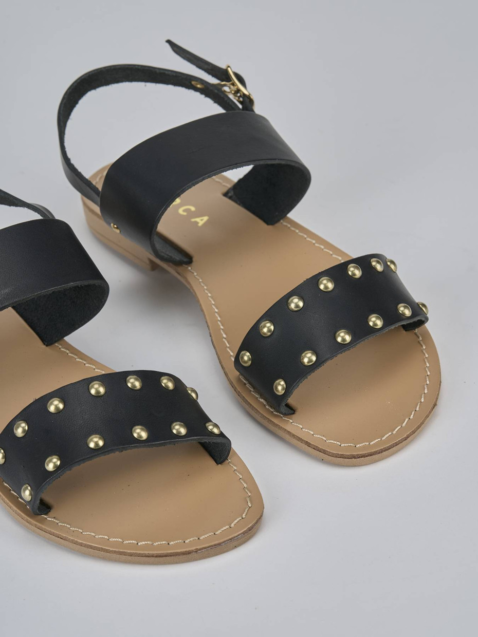 Sandalo tacco 1 cm nero pelle