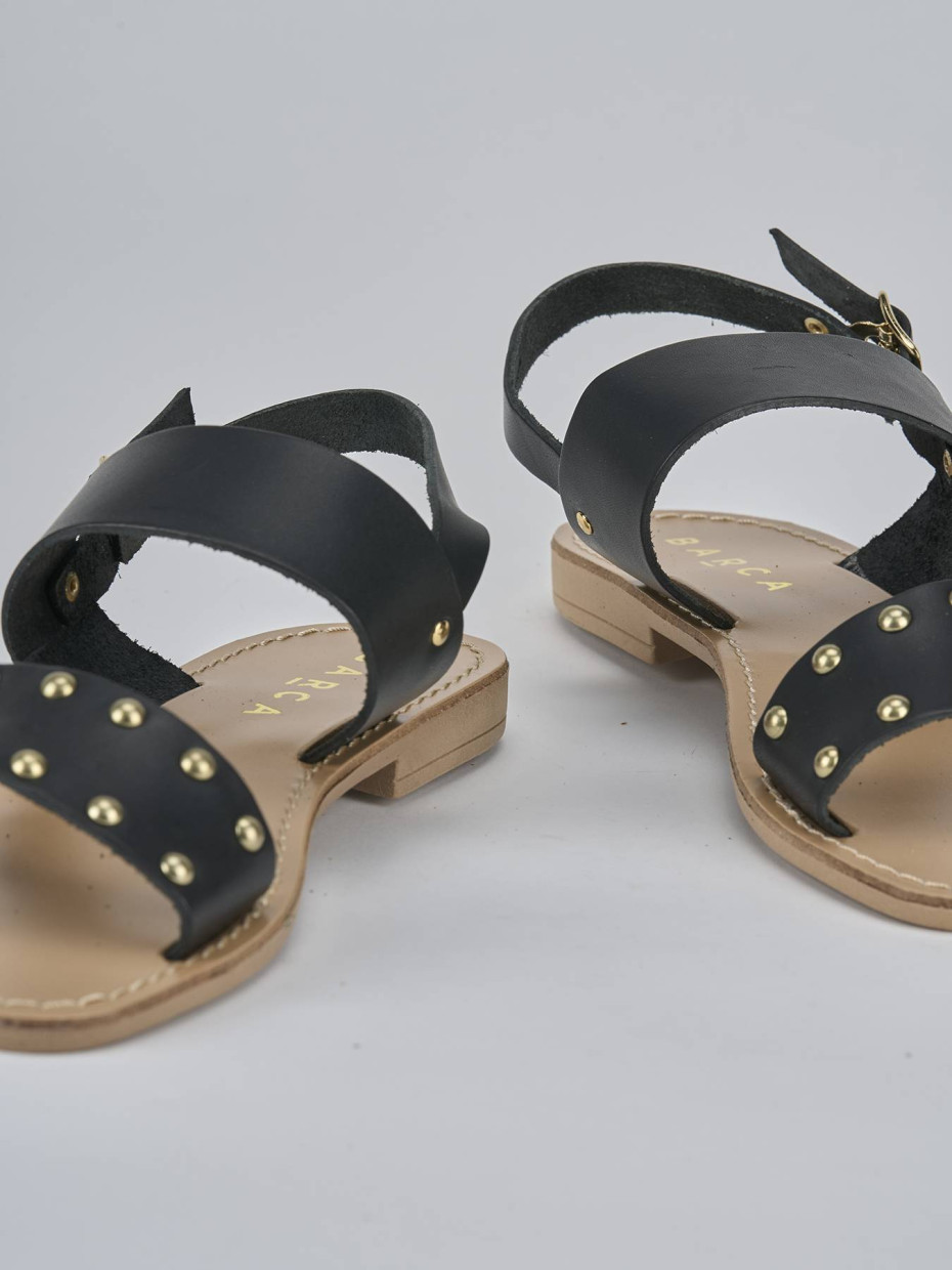 Sandalo tacco 1 cm nero pelle