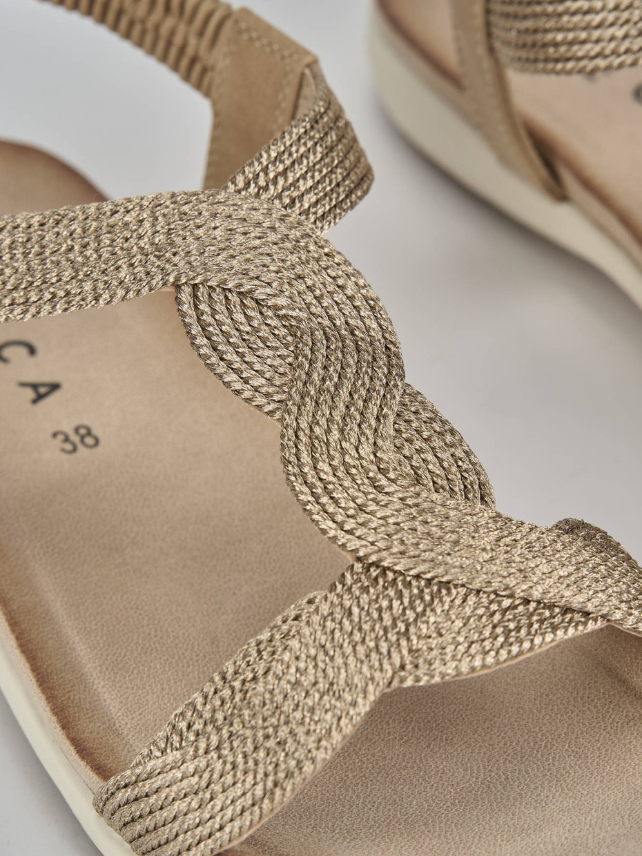 Sandali tacco 1cm pelle oro