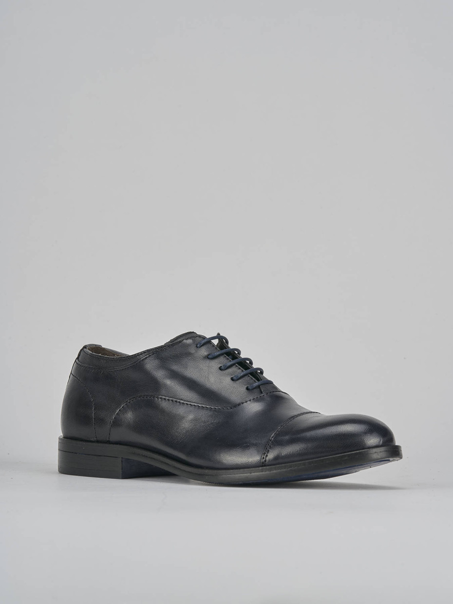 Stringate pelle blu