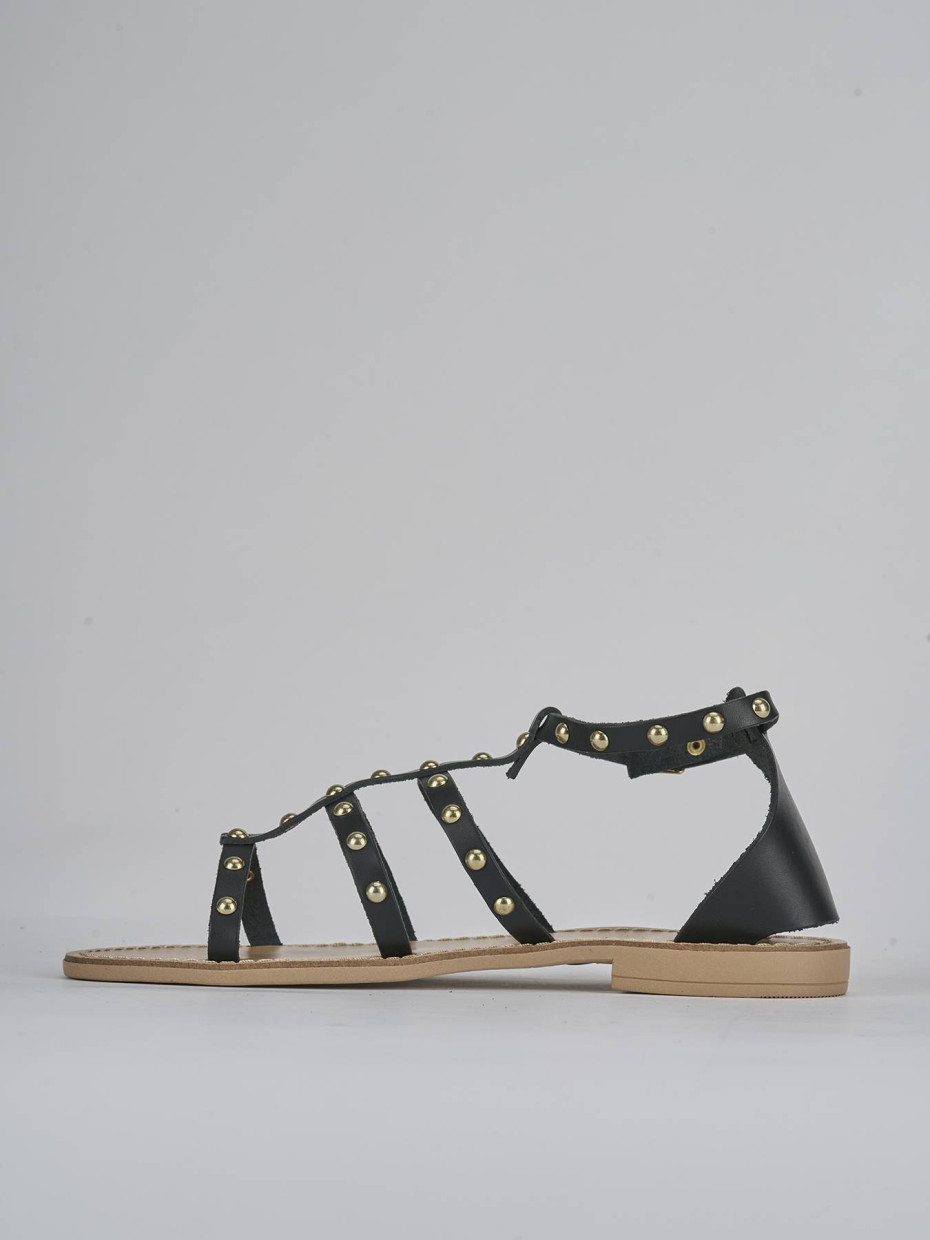 Sandalo tacco 1 cm nero pelle
