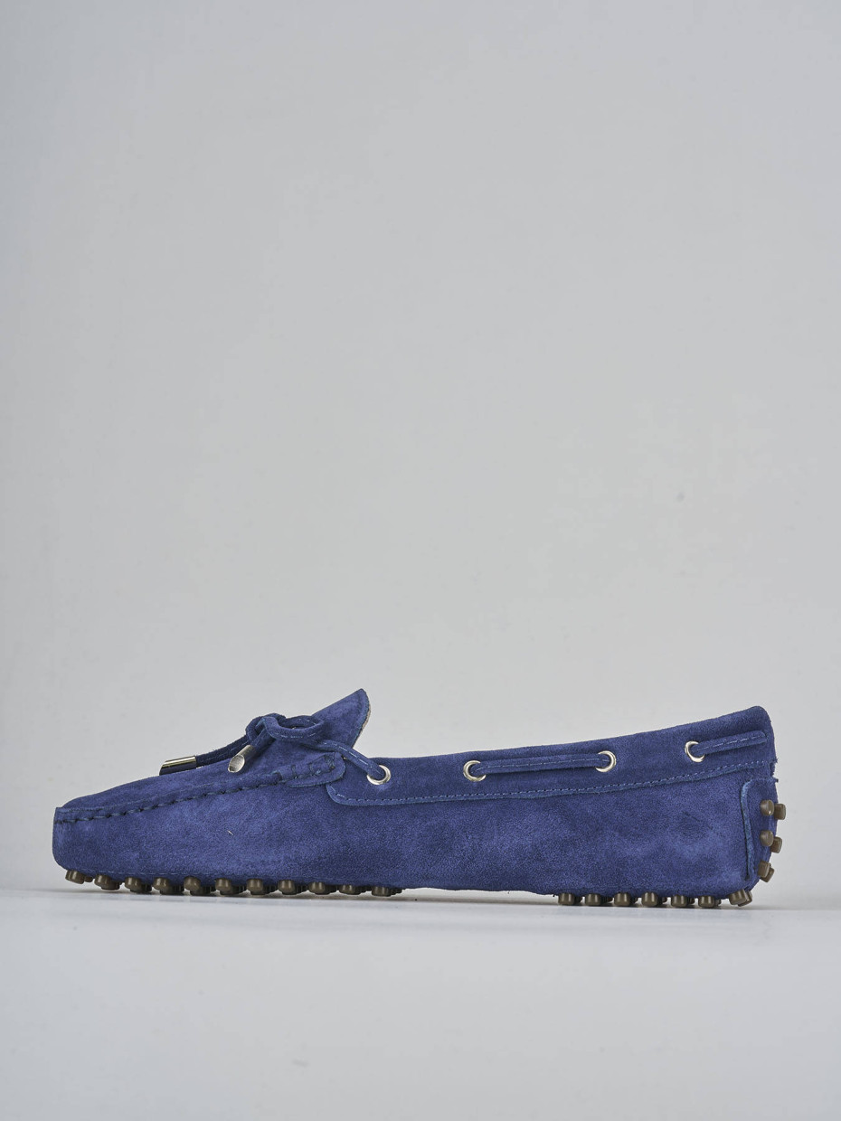 Mocassini tacco 1cm camoscio blu