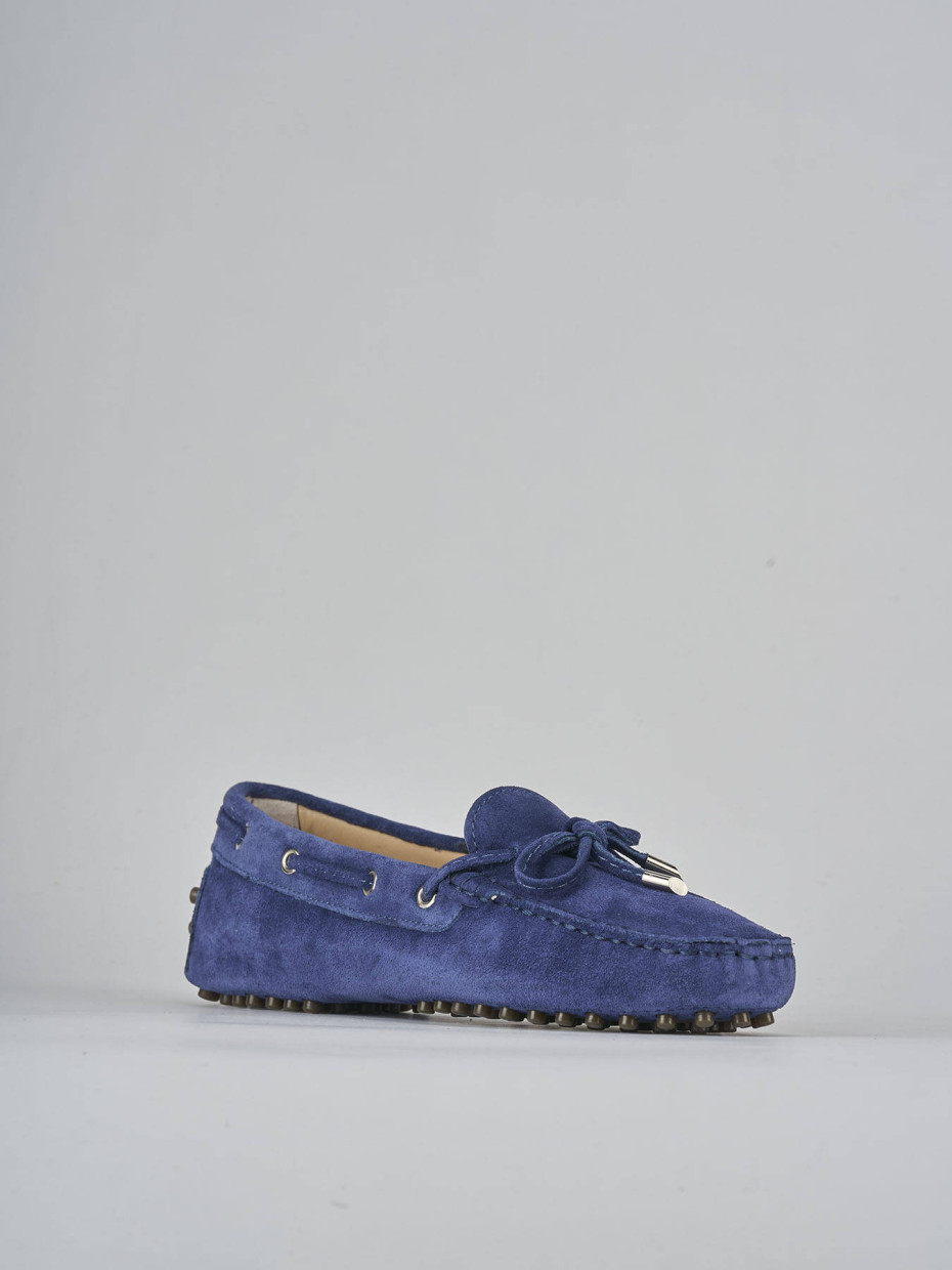 Mocassini tacco 1cm camoscio blu