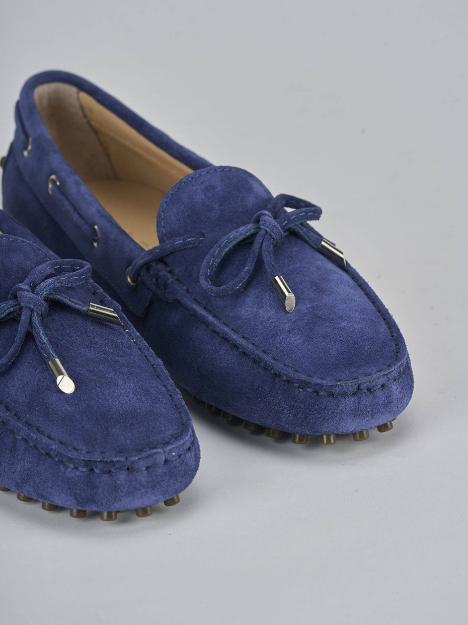 Mocassini tacco 1cm camoscio blu