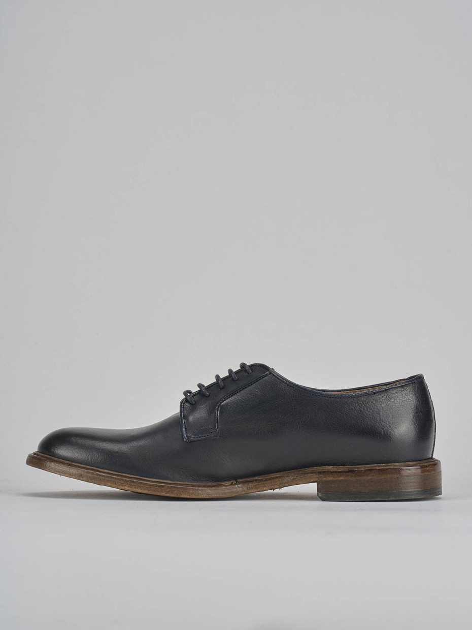 Stringate pelle blu