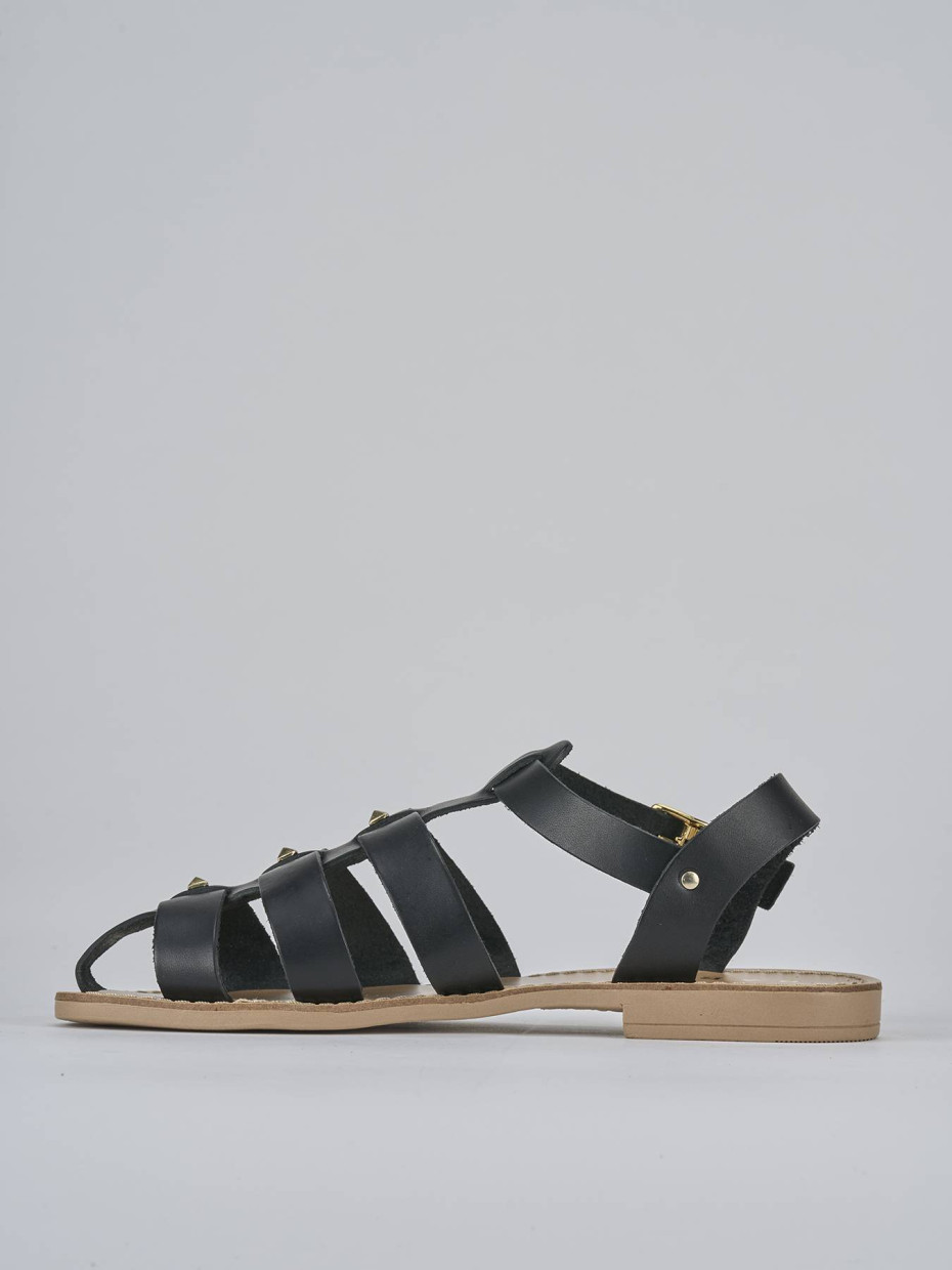 Sandalo tacco 1 cm nero pelle