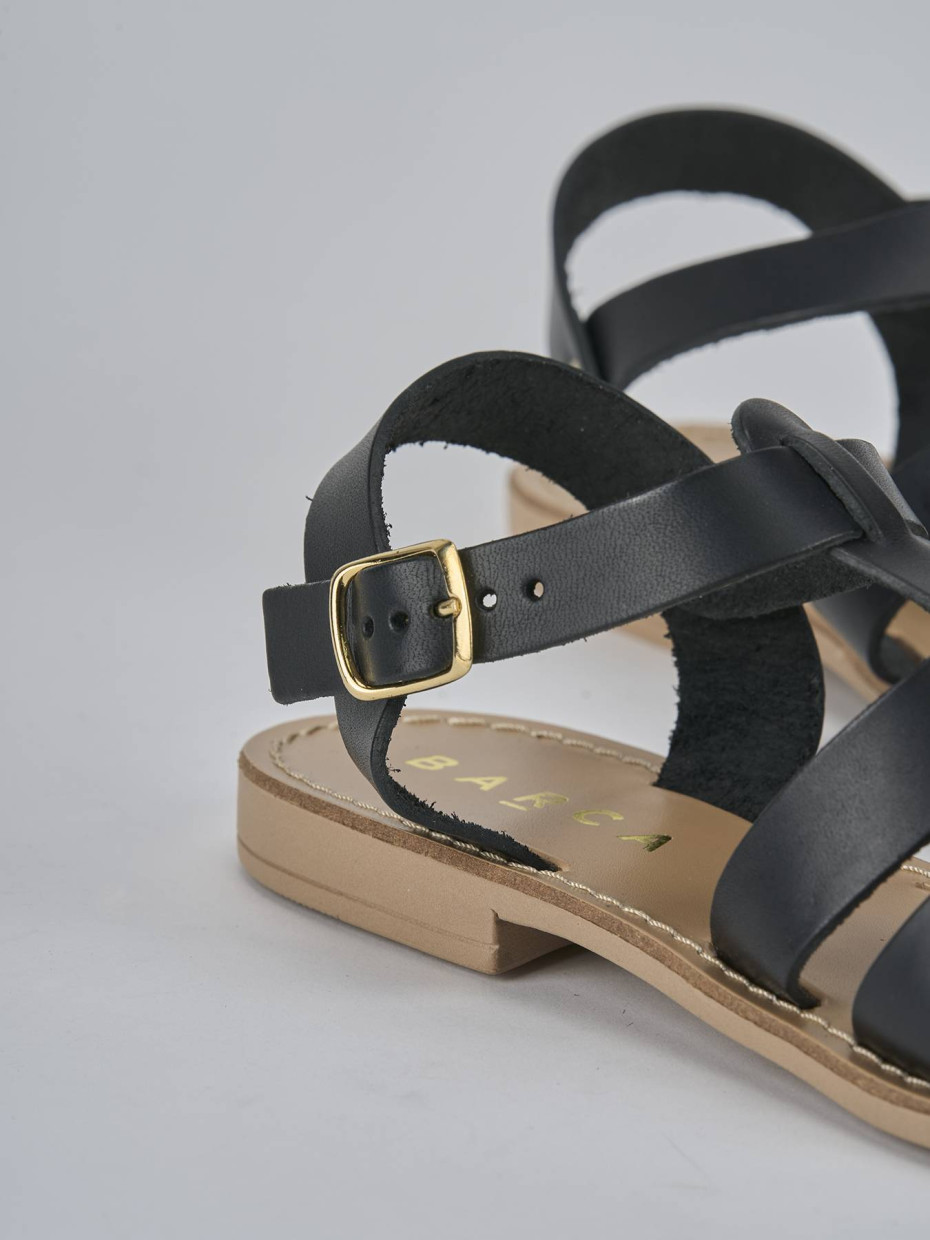 Sandalo tacco 1 cm nero pelle