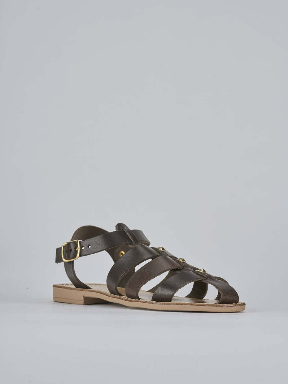 Sandalo tacco 1 cm testa pelle