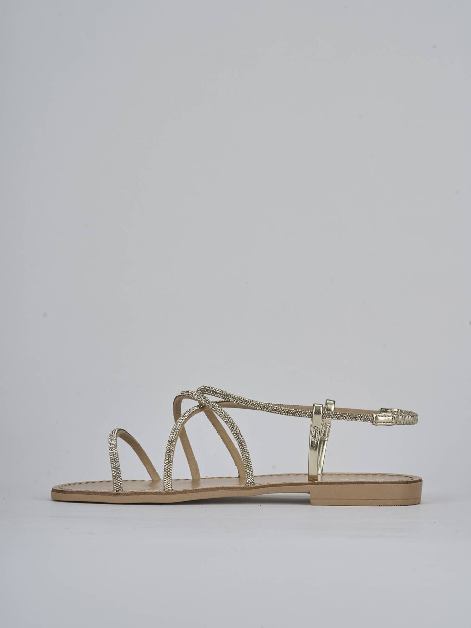 Sandalo tacco 1 cm oro pelle