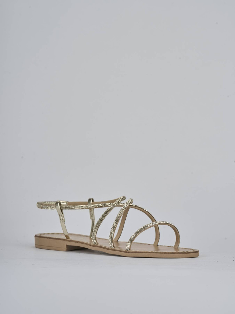 Sandalo tacco 1 cm oro pelle