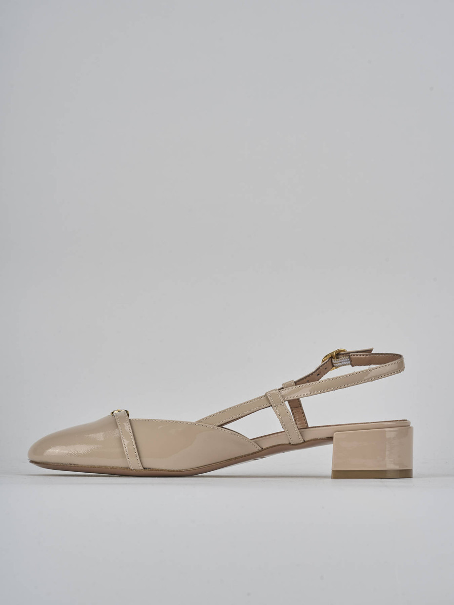 Décolleté e slingback tacco 3cm vernice beige