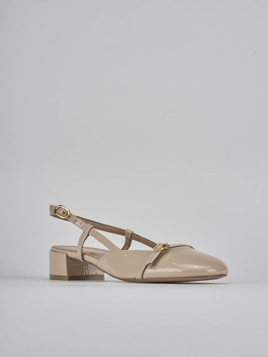 Décolleté e slingback tacco 3cm vernice beige