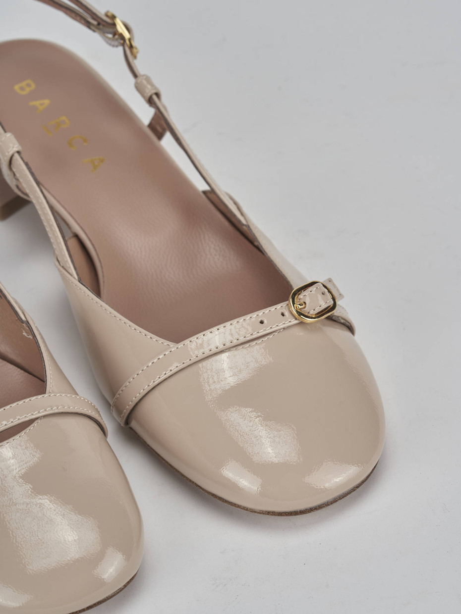 Décolleté e slingback tacco 3cm vernice beige