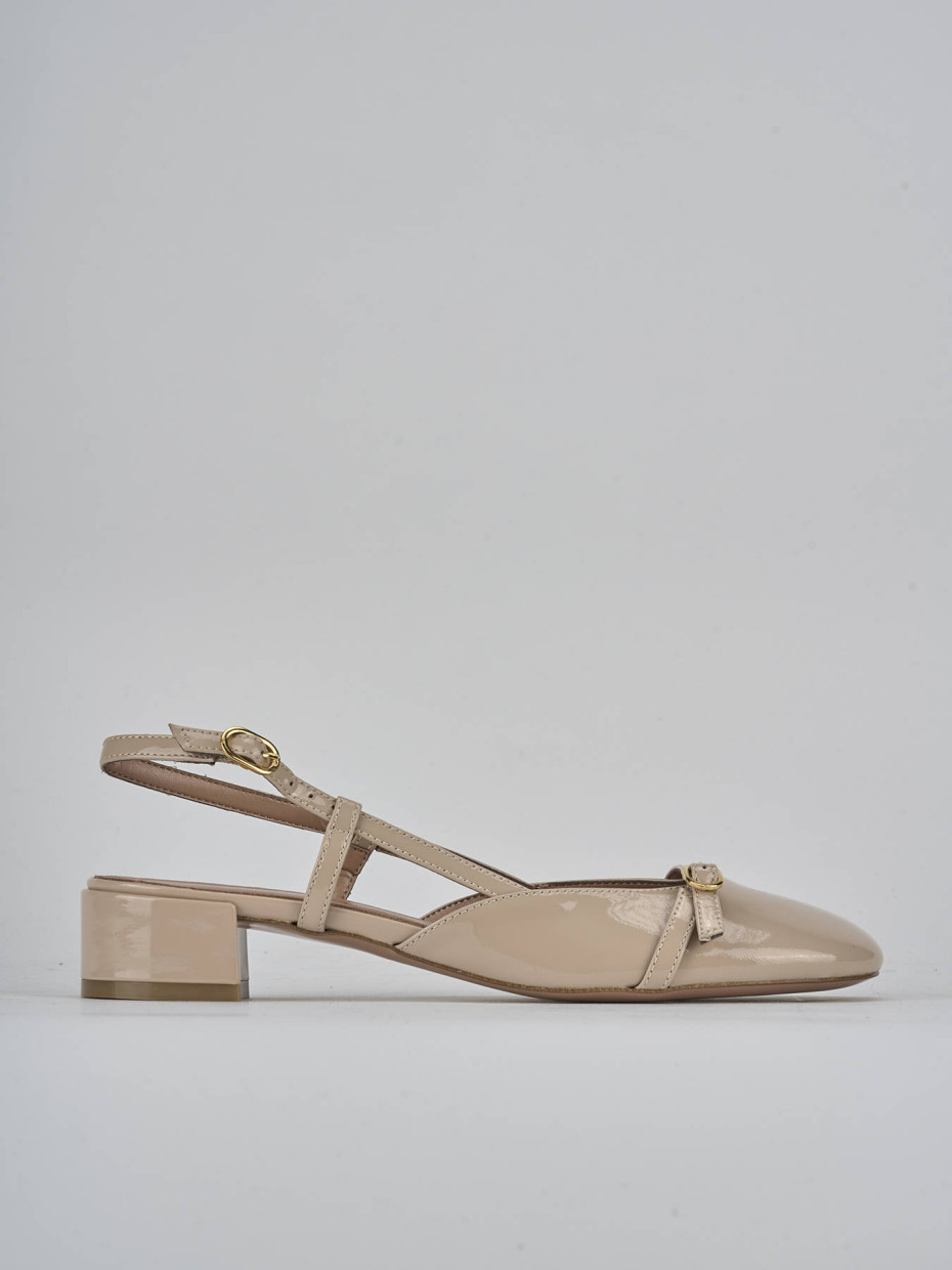 Décolleté e slingback tacco 3cm vernice beige