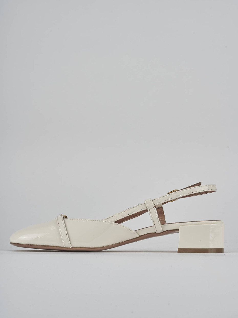 Décolleté e slingback tacco 3cm vernice bianco