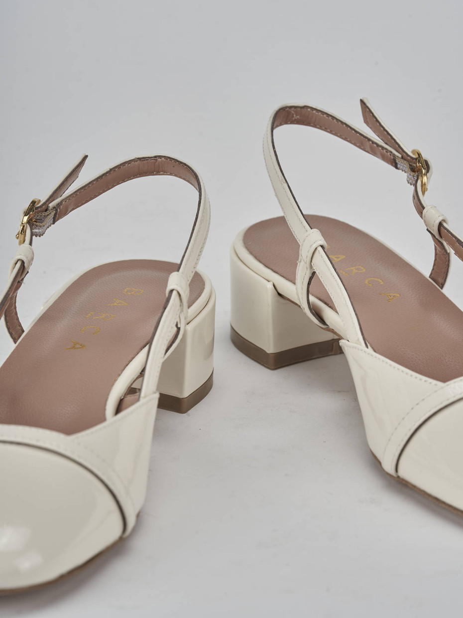 Décolleté e slingback tacco 3cm vernice bianco