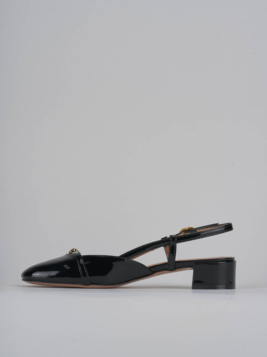 Décolleté e slingback tacco 3cm vernice nero