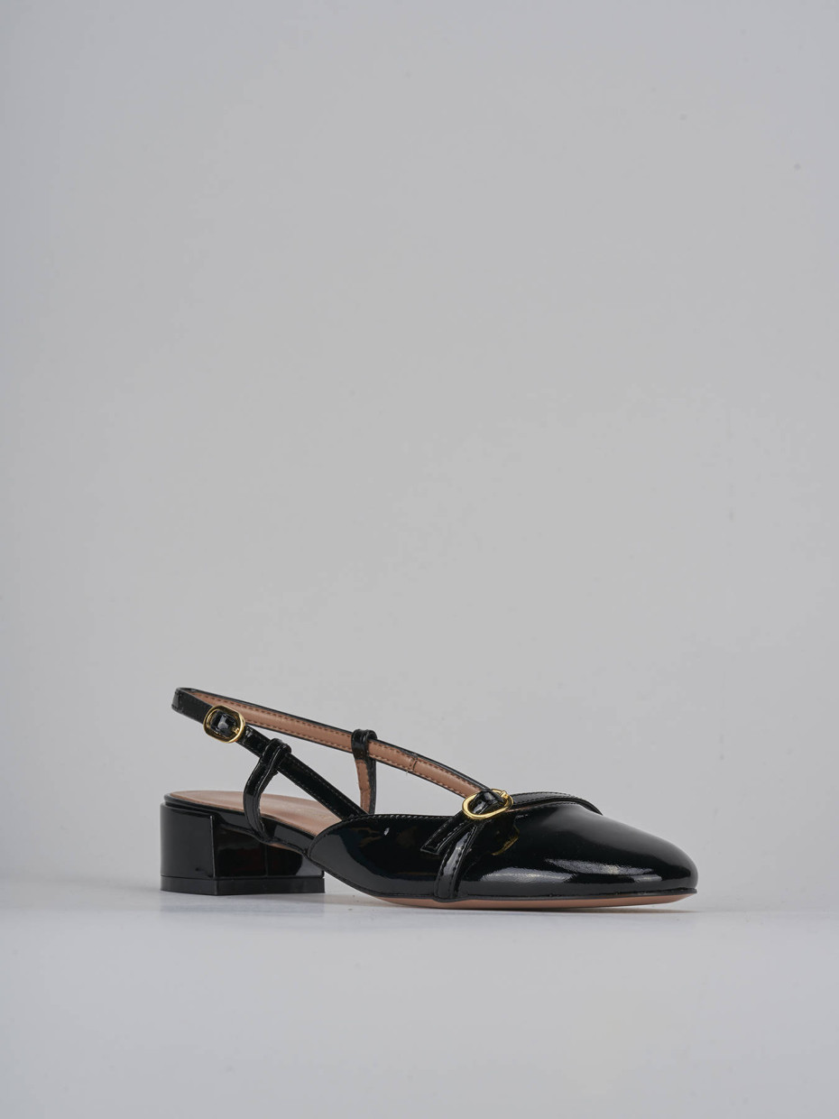 Décolleté e slingback tacco 3cm vernice nero