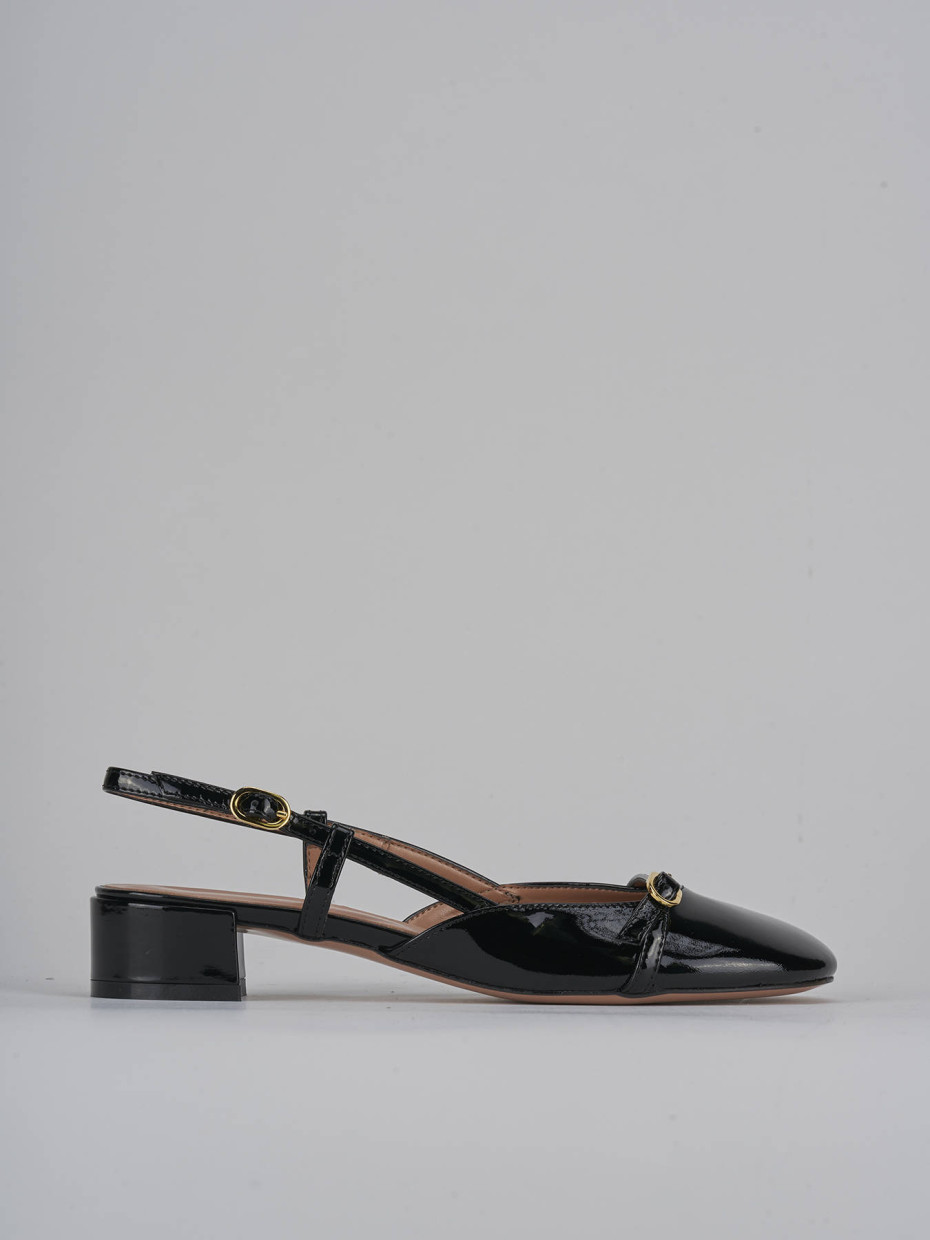 Décolleté e slingback tacco 3cm vernice nero